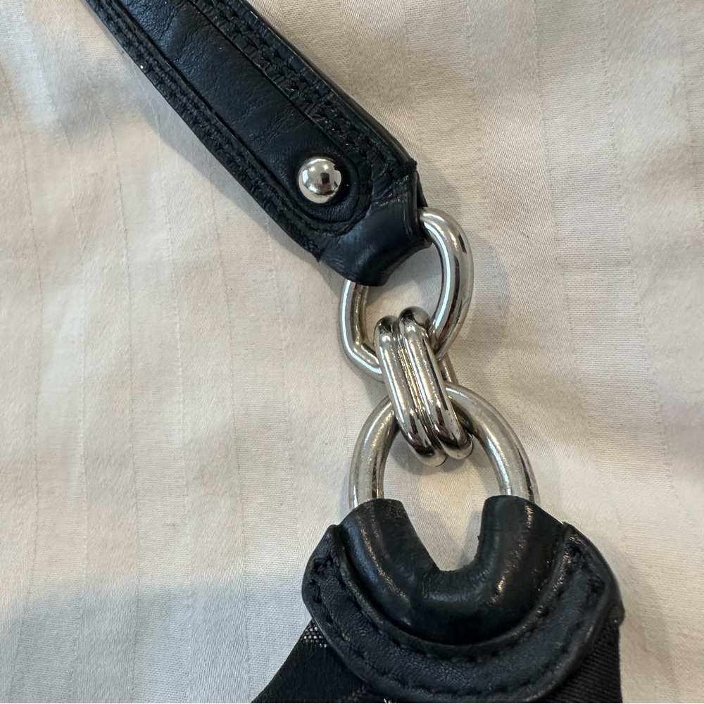 Coach Kristin Hobo Bag black jacquard fabric silver, charcoal signature pattern - Picture 11 of 12